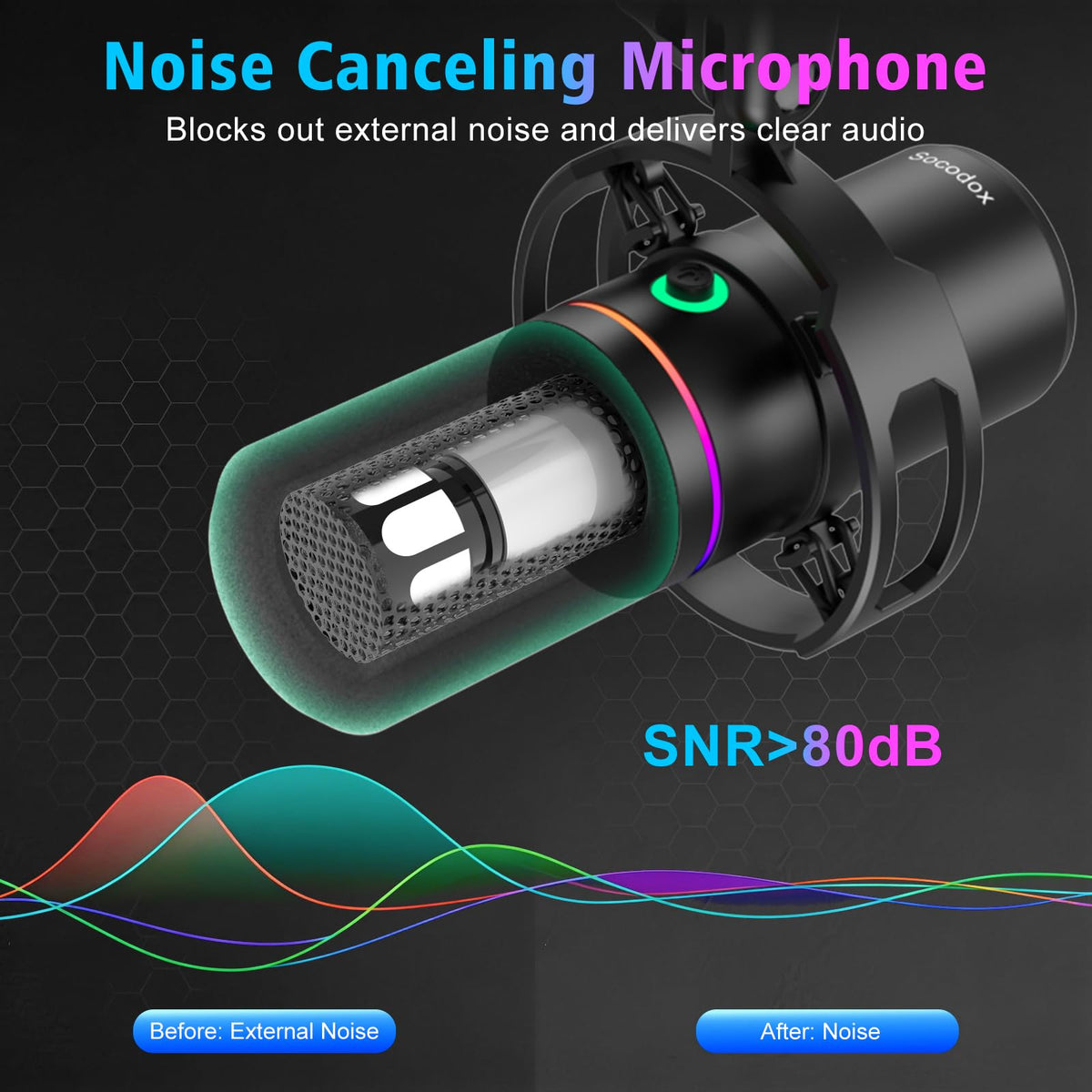 USB Gaming Microphone with Boom Arm J5407