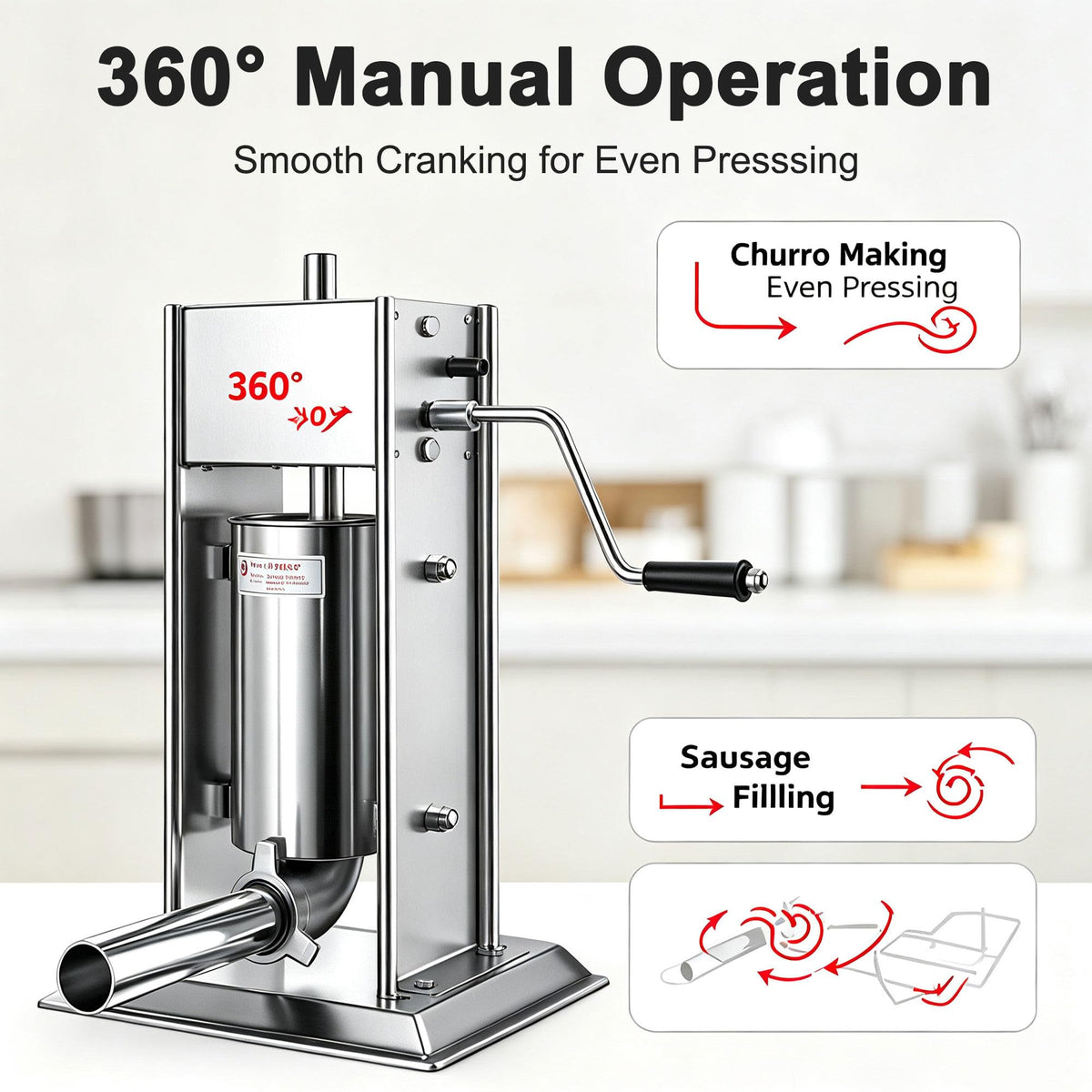 Stainless Steel Vertical Sausage Filler & Churro Press Q2988