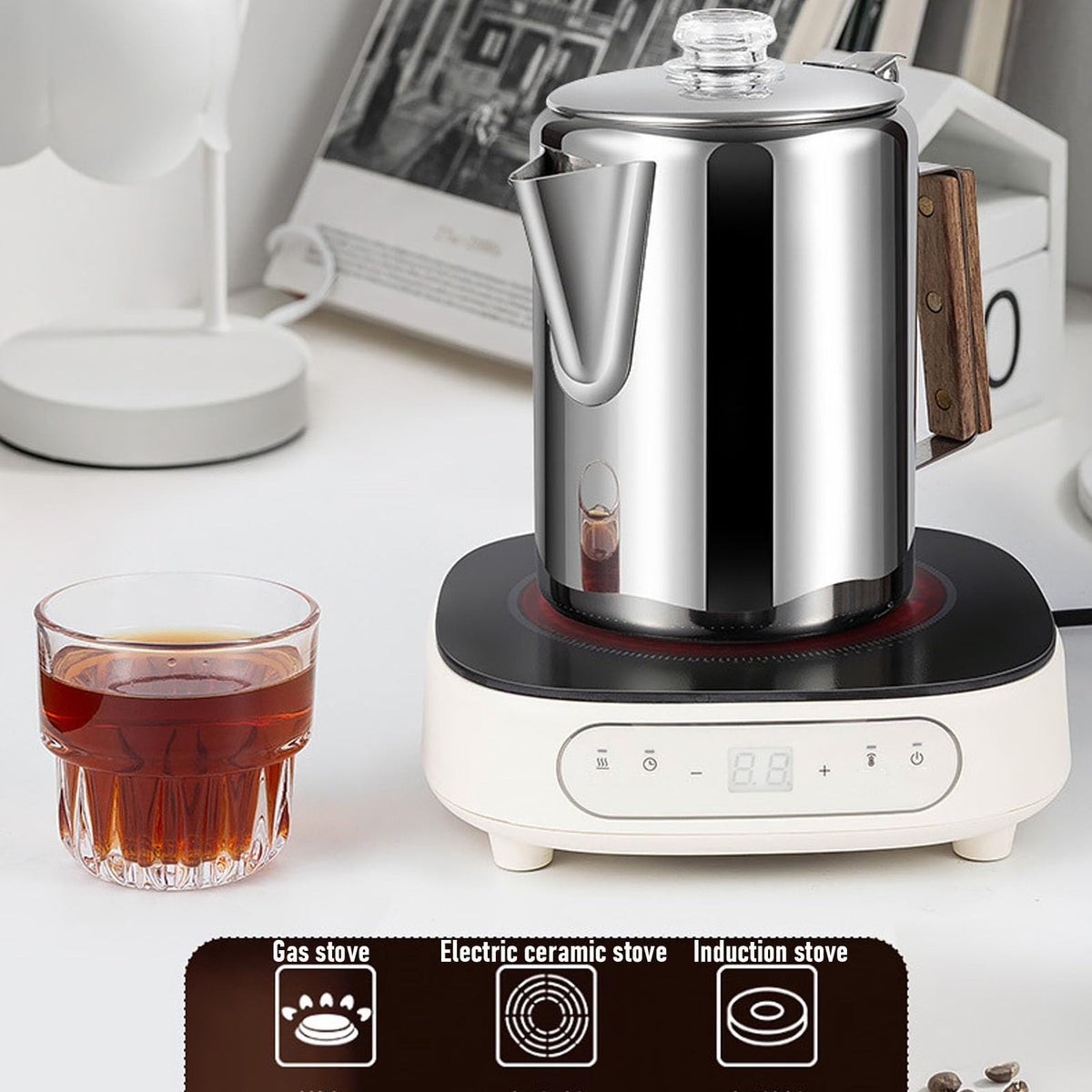 Stainless Steel 12 Cup Stovetop Coffee Pot Q365