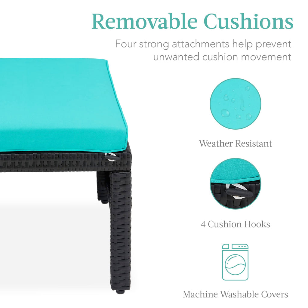 Set of 2 Wicker Ottomans with Removable Cushions A41777