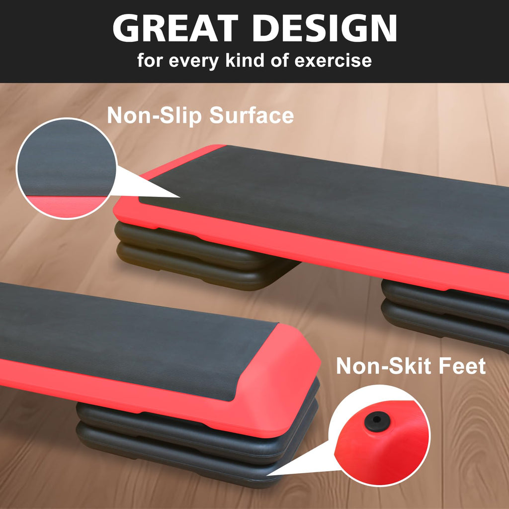43'' Adjustable Aerobic Exercise Step Platform with 4 Stackable Risers O819112