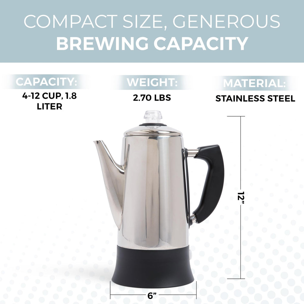 Electric 12 Cup Stainless Steel Coffee Percolator D15927