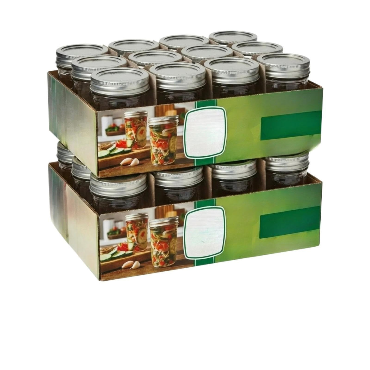 16 Oz Wide Mouth Glass Mason Jars with Lids & Bands, 2-Pack G6713