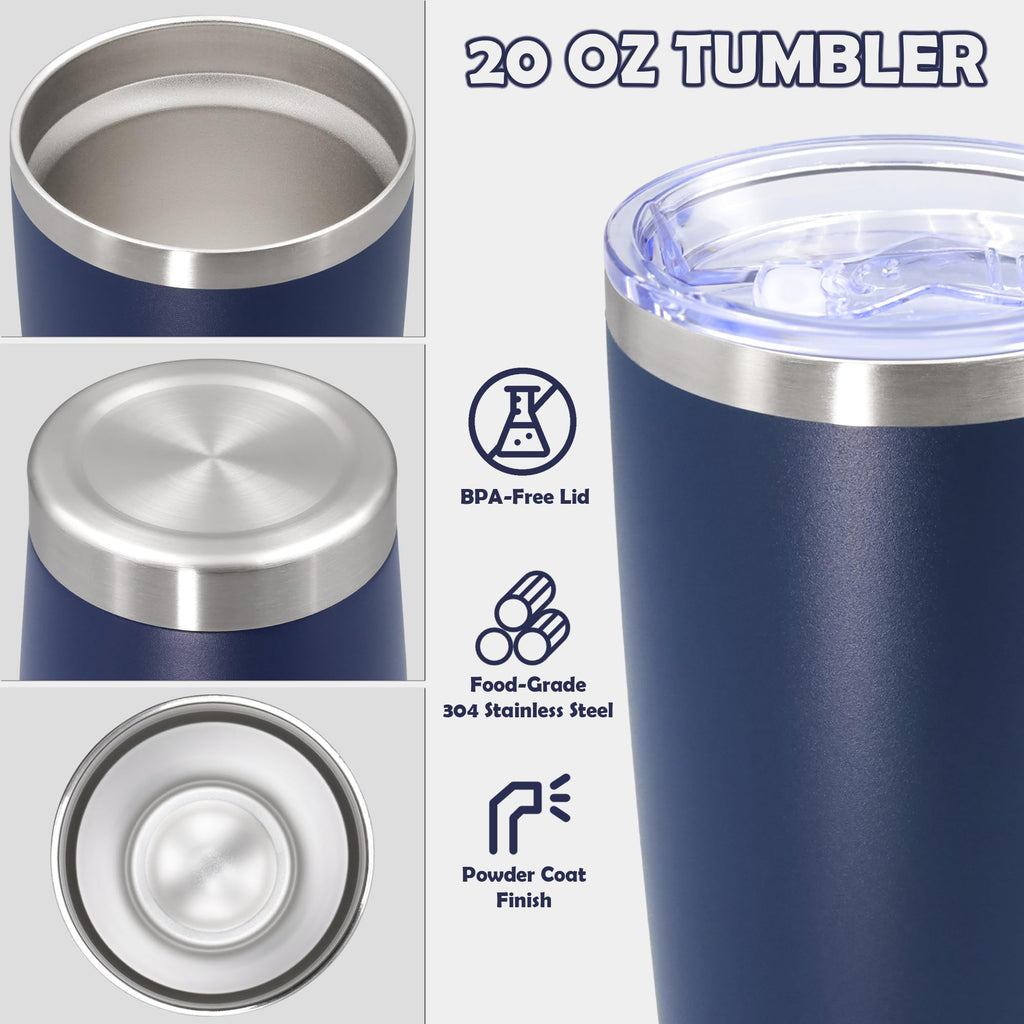 20oz Stainless Steel Tumbler with Lid Navy Q2911