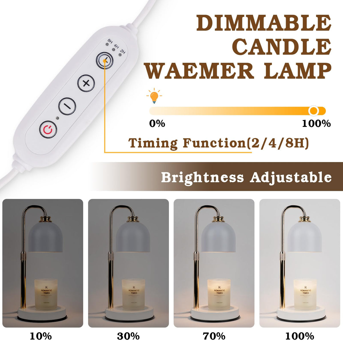 Candle Warmer Lamp with Timer Dimmable White Z573312