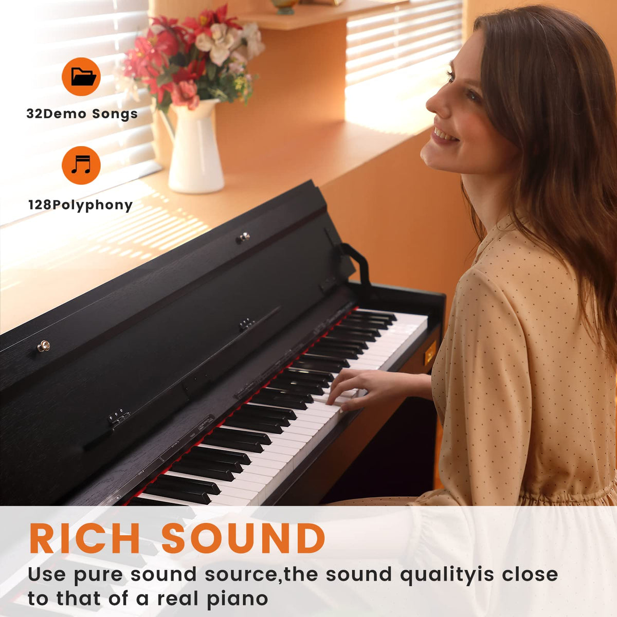 88-Key Weighted Piano with Stand, Pedals & Bench F801184