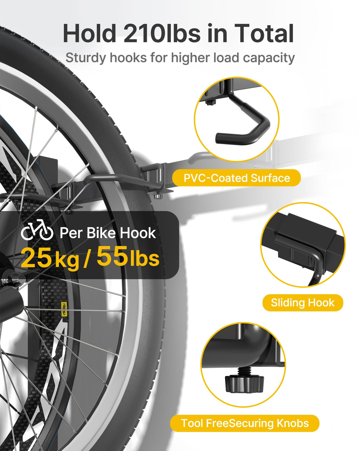 Freestanding Bike Storage Rack with Wheels for 3 Bikes J621567