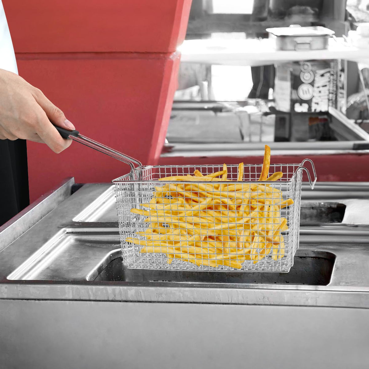 Electric Fryer Basket with Rubber Handle Grip, 2 Pcs R2960