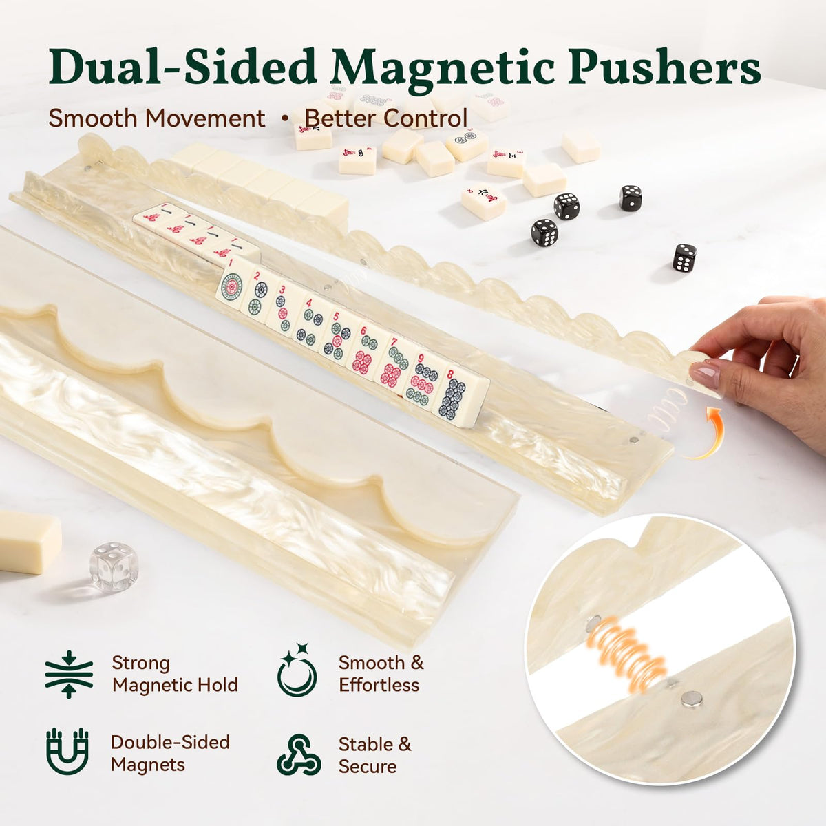 20 Inch Acrylic Mahjong Racks with Magnetic Pushers Set of 4 L912