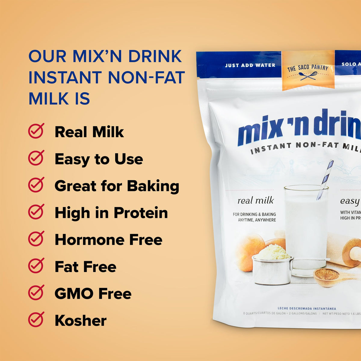 Instant Skim Milk, Fat-Free, Makes 10 Gallons V824090