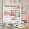 Solid Wood Twin-Over-Twin Bunk Bed with 2 Storage Drawers U13472