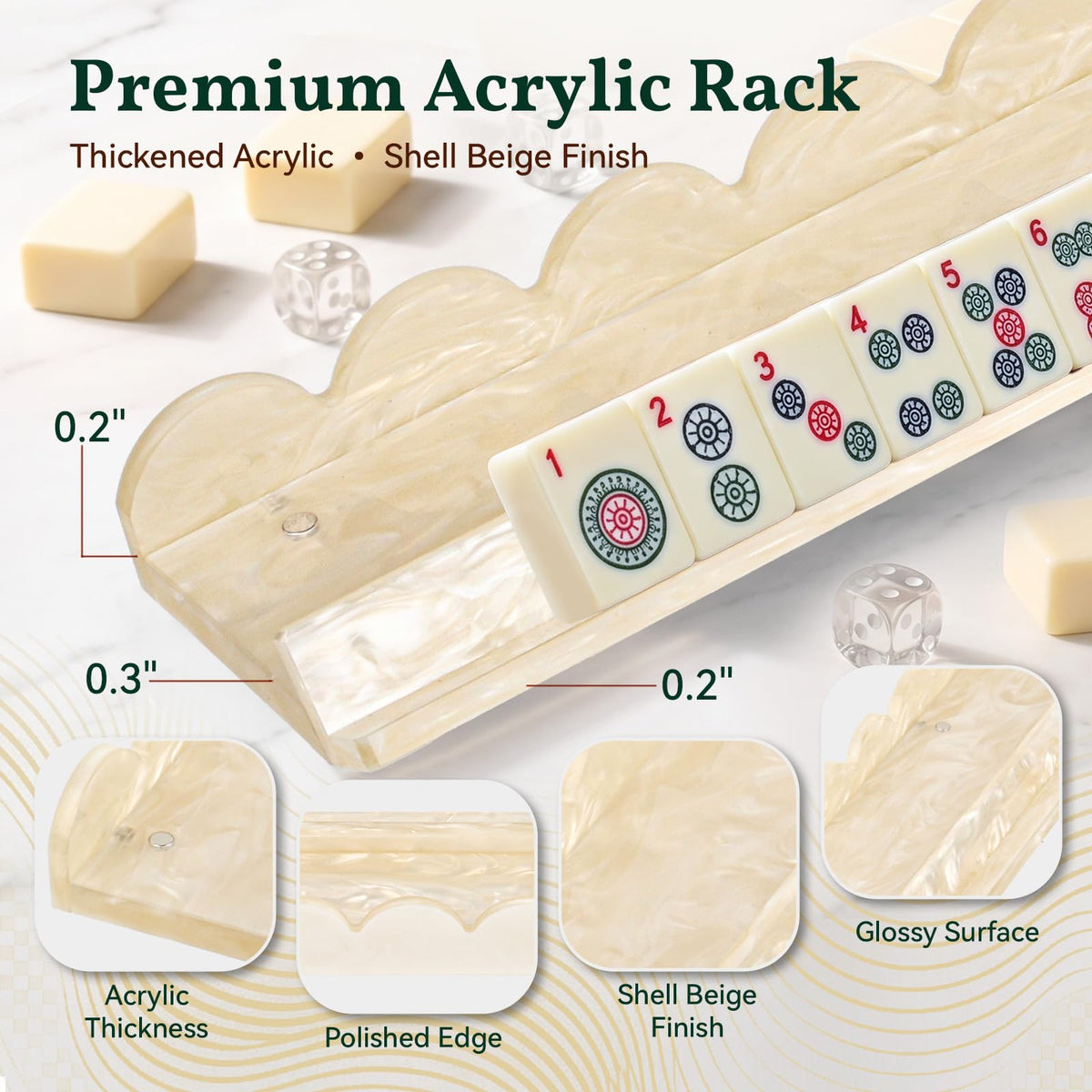 20 Inch Acrylic Mahjong Racks with Magnetic Pushers Set of 4 L912