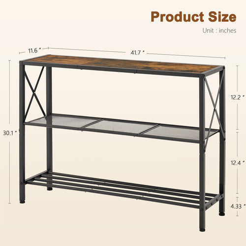 3 Tier Narrow Console Table with Shelves R7618