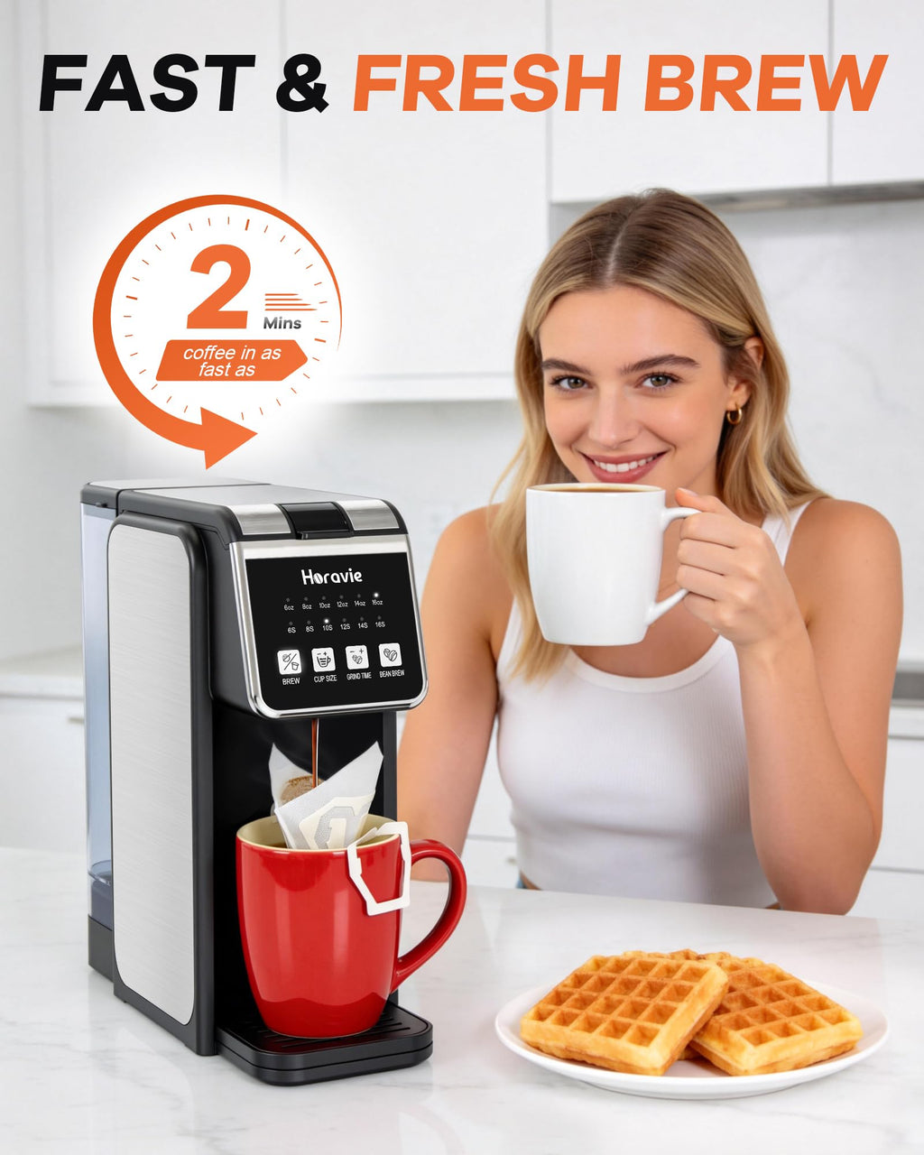 Single Serve Coffee Maker with Built-in Grinder P920955