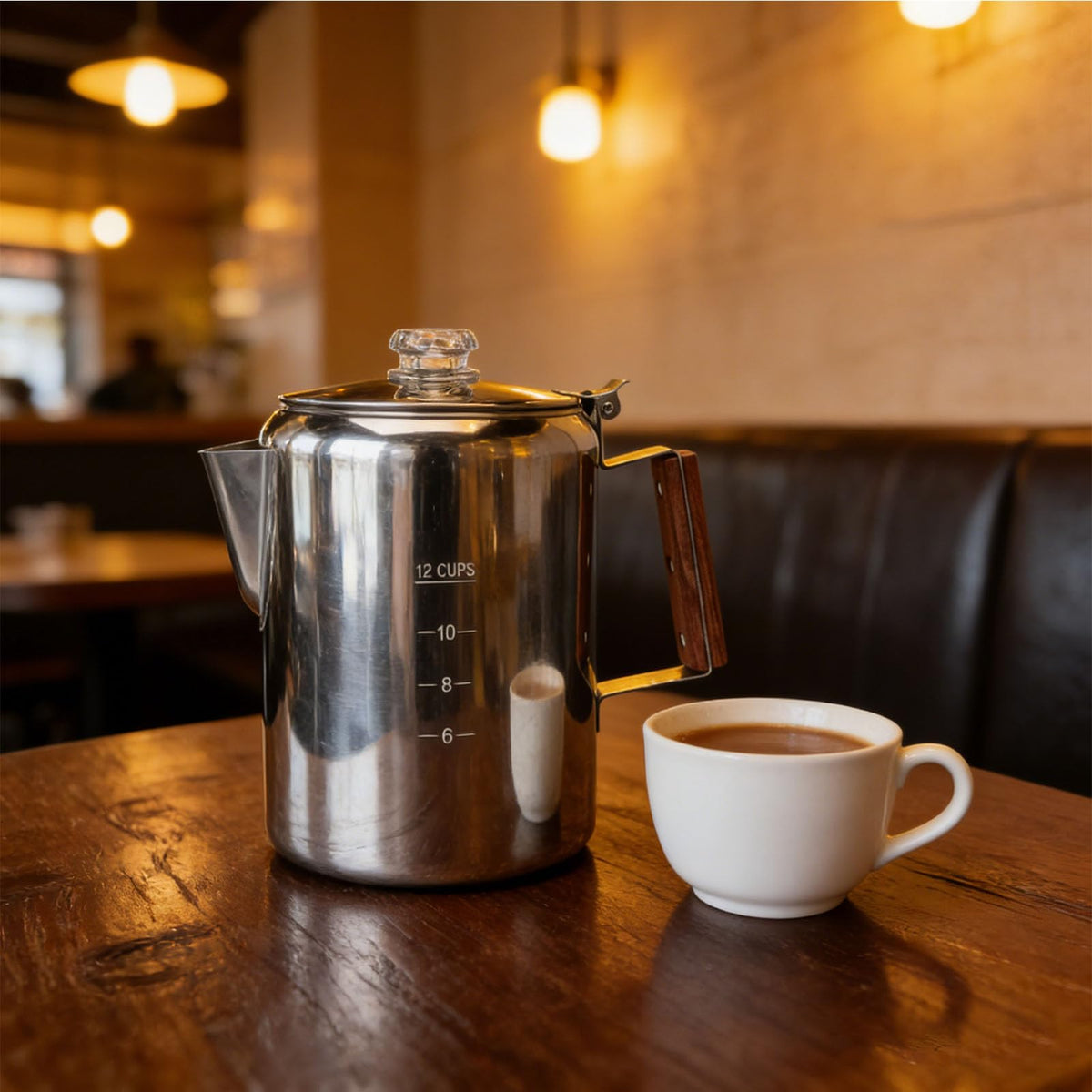 Stainless Steel 12 Cup Stovetop Coffee Pot Q365