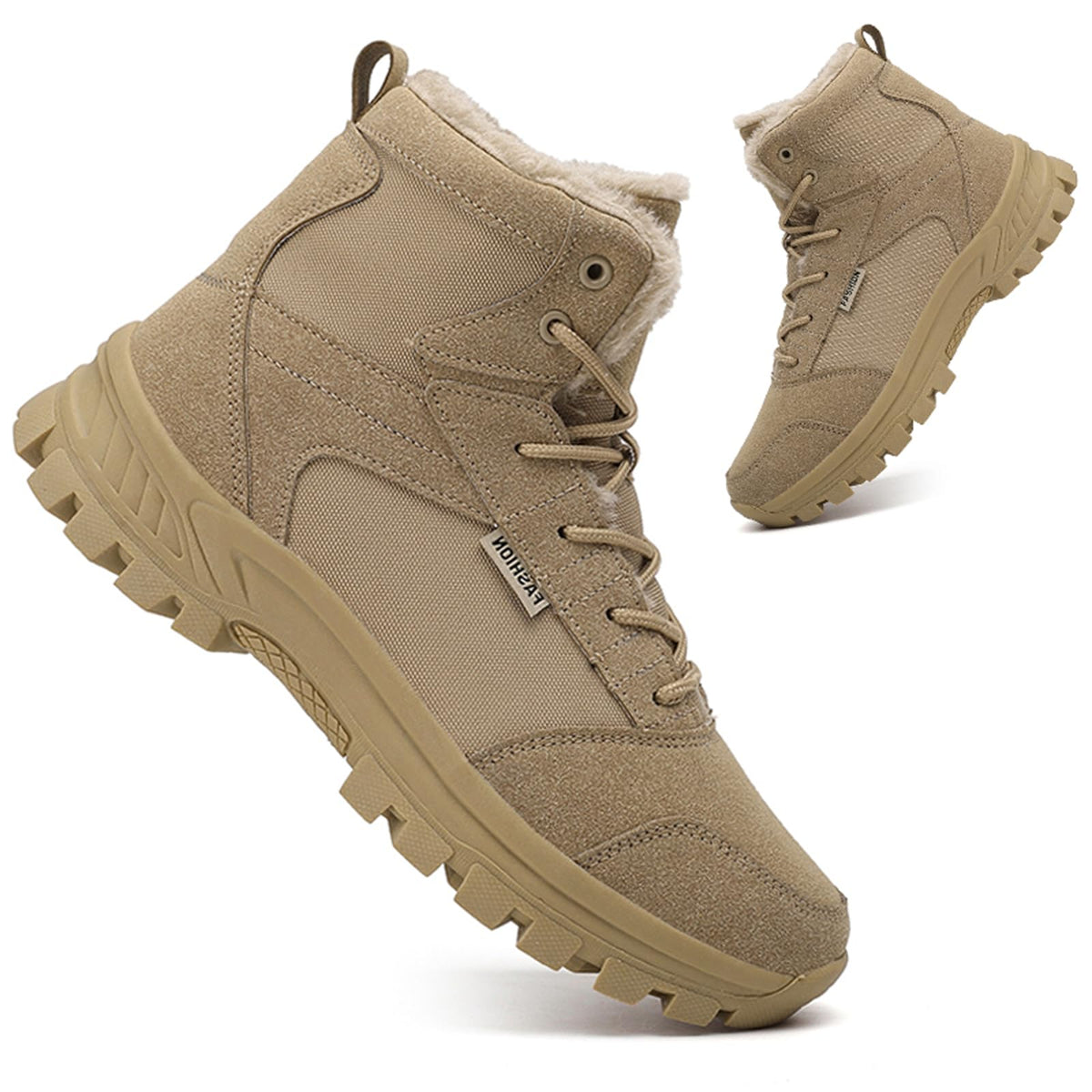 Mid Top Fur Lined Suede Leather Waterproof Military Tactical Boots J91838