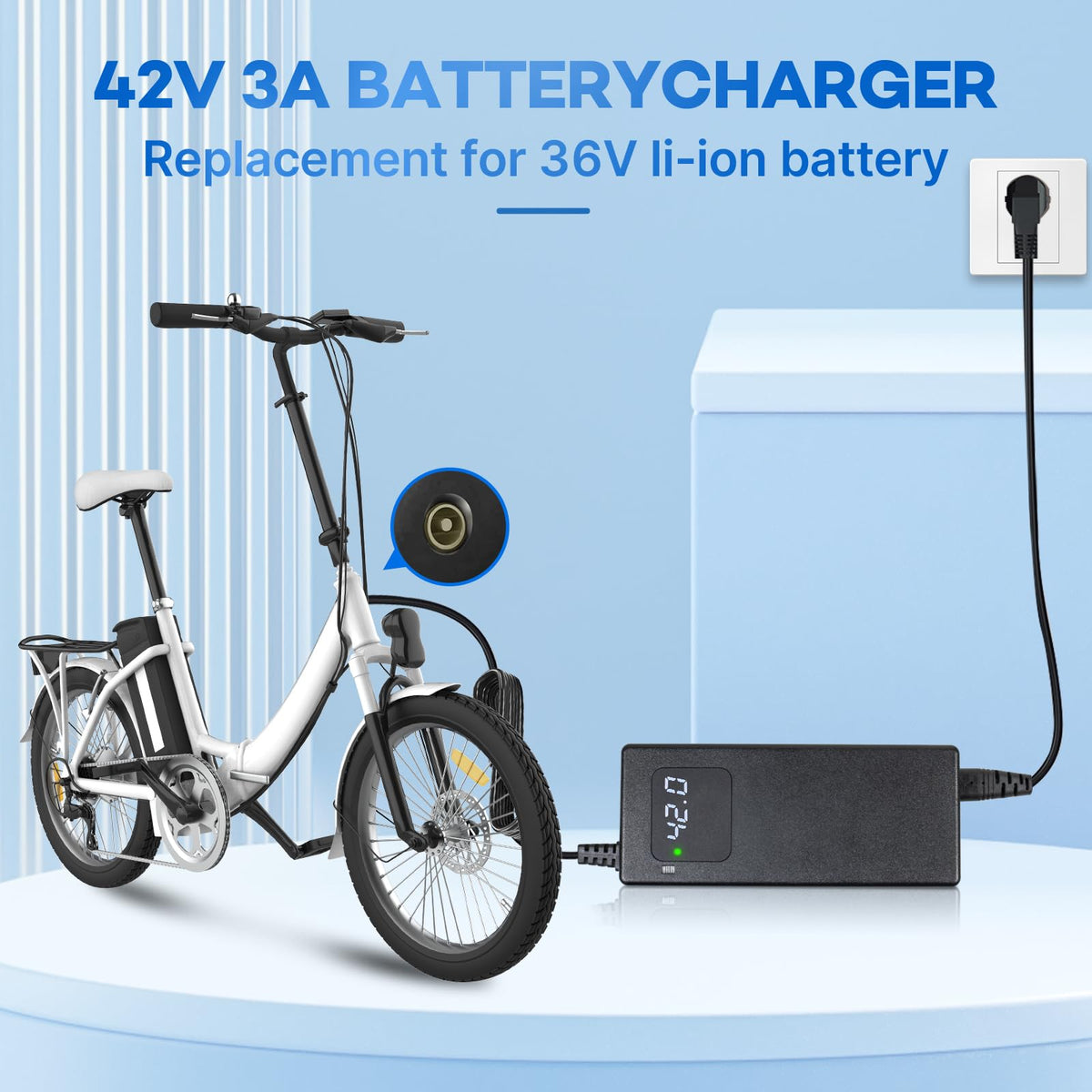 42V 3A Lithium Battery Charger with Display and Built-in Fan Z329