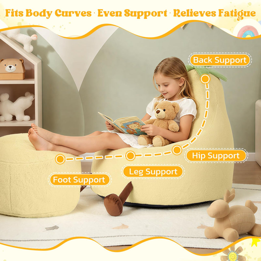 Yellow Faux Rabbit Fur Memory Foam Bean Bag Chair V1755