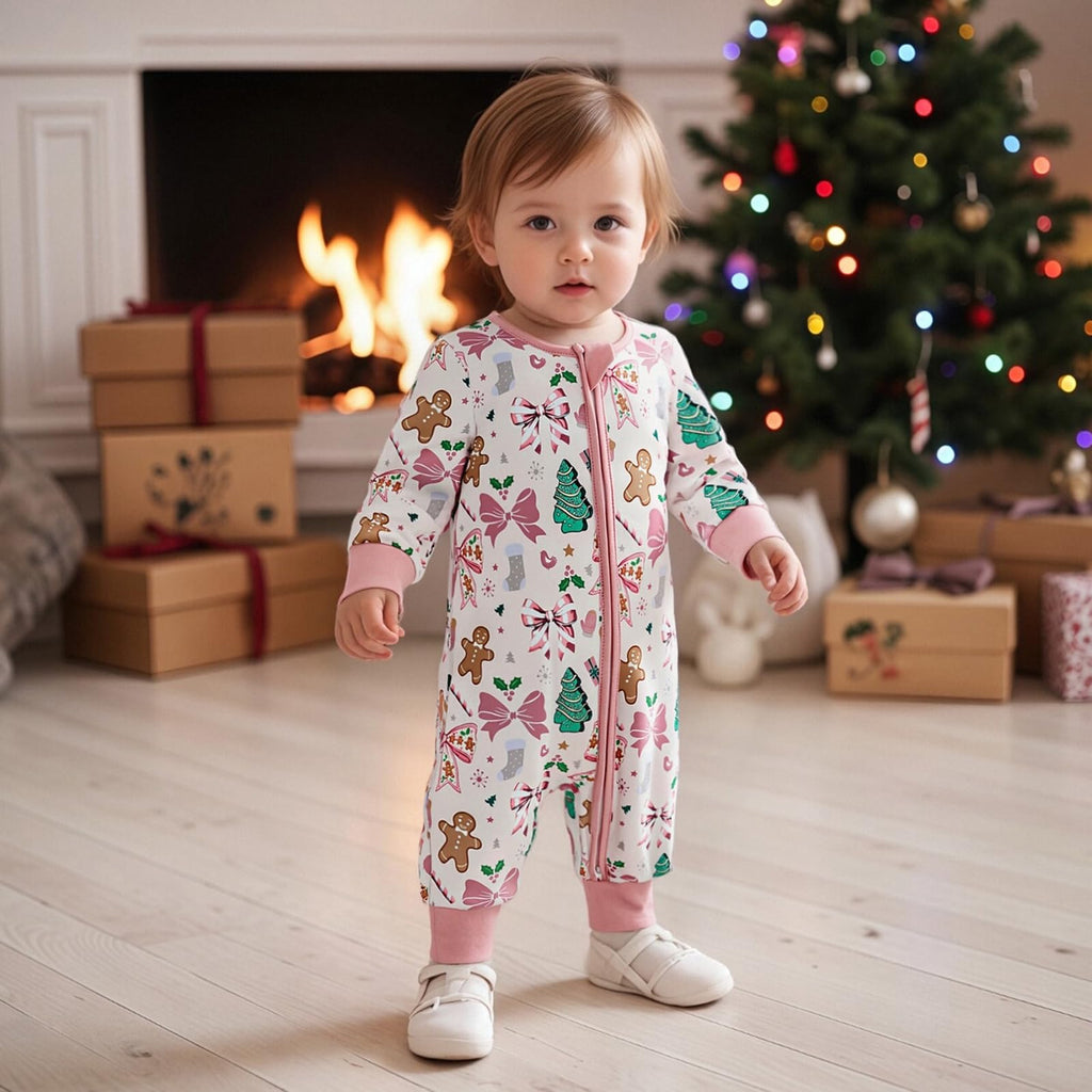 Newborn Christmas Zipper Jumpsuit Romper U169