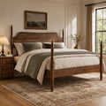 King Size Wood Platform Bed Frame with Curved Headboard T11836