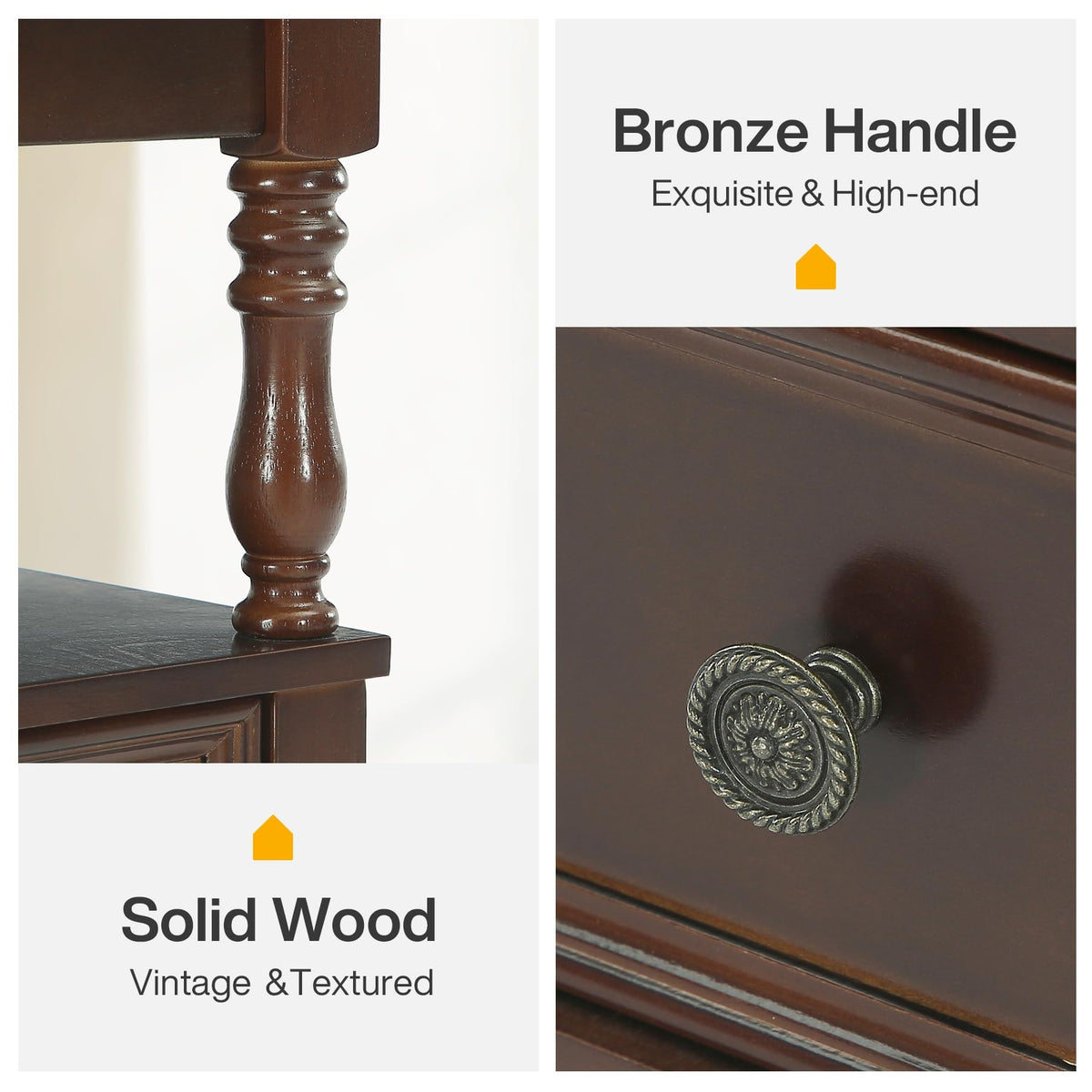 Cherry Finish Wood End Table with 2 Drawers E1144