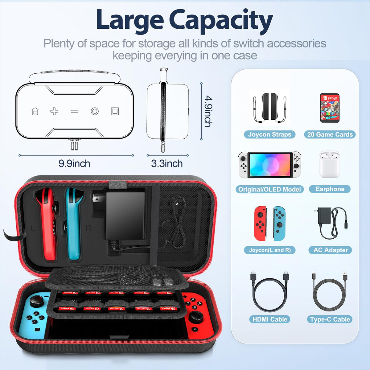 Red & Grey Portable Carrying Case F663