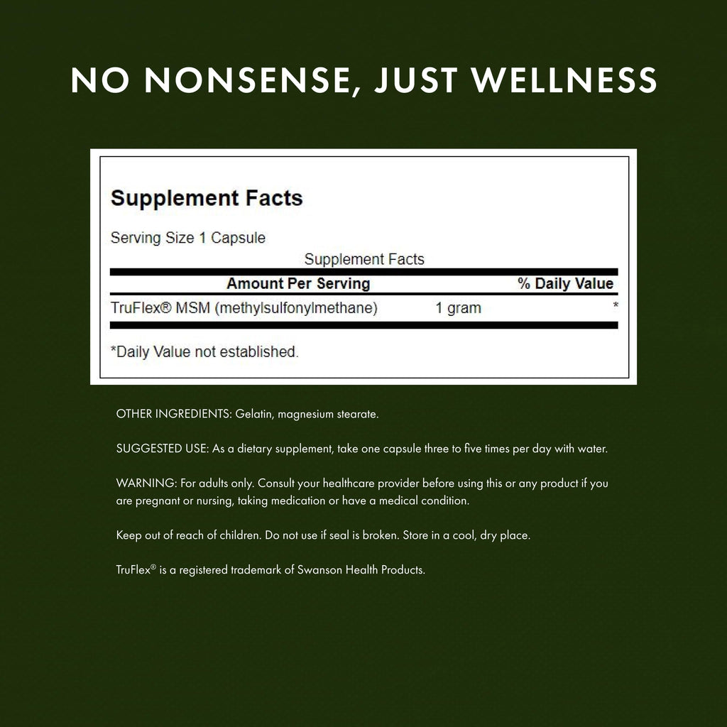 MSM Joint Health Supplement, 1000 mg, 240 Capsules I58017
