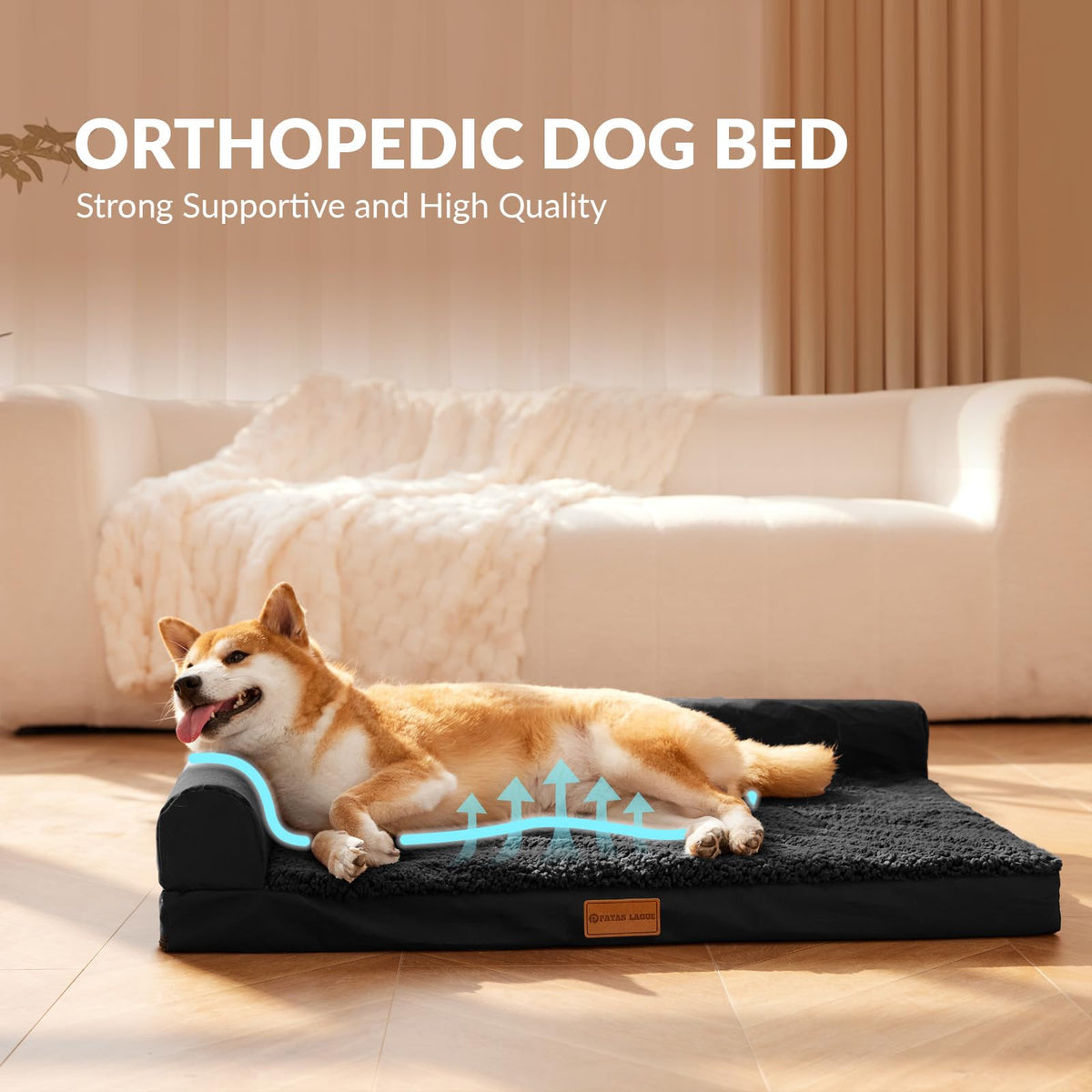 Large Washable Dog Bed 36''X24'' Black U239805