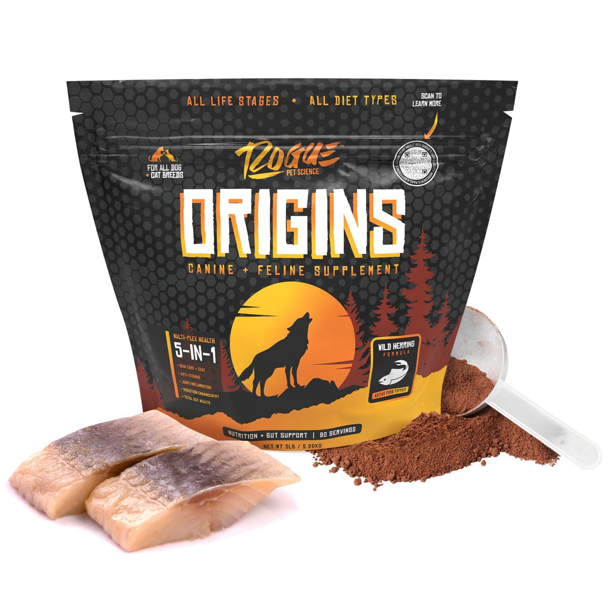 5-in-1 Dog Supplement Powdered Food Topper with Omega 3 Fish Oil 5 lbs R606
