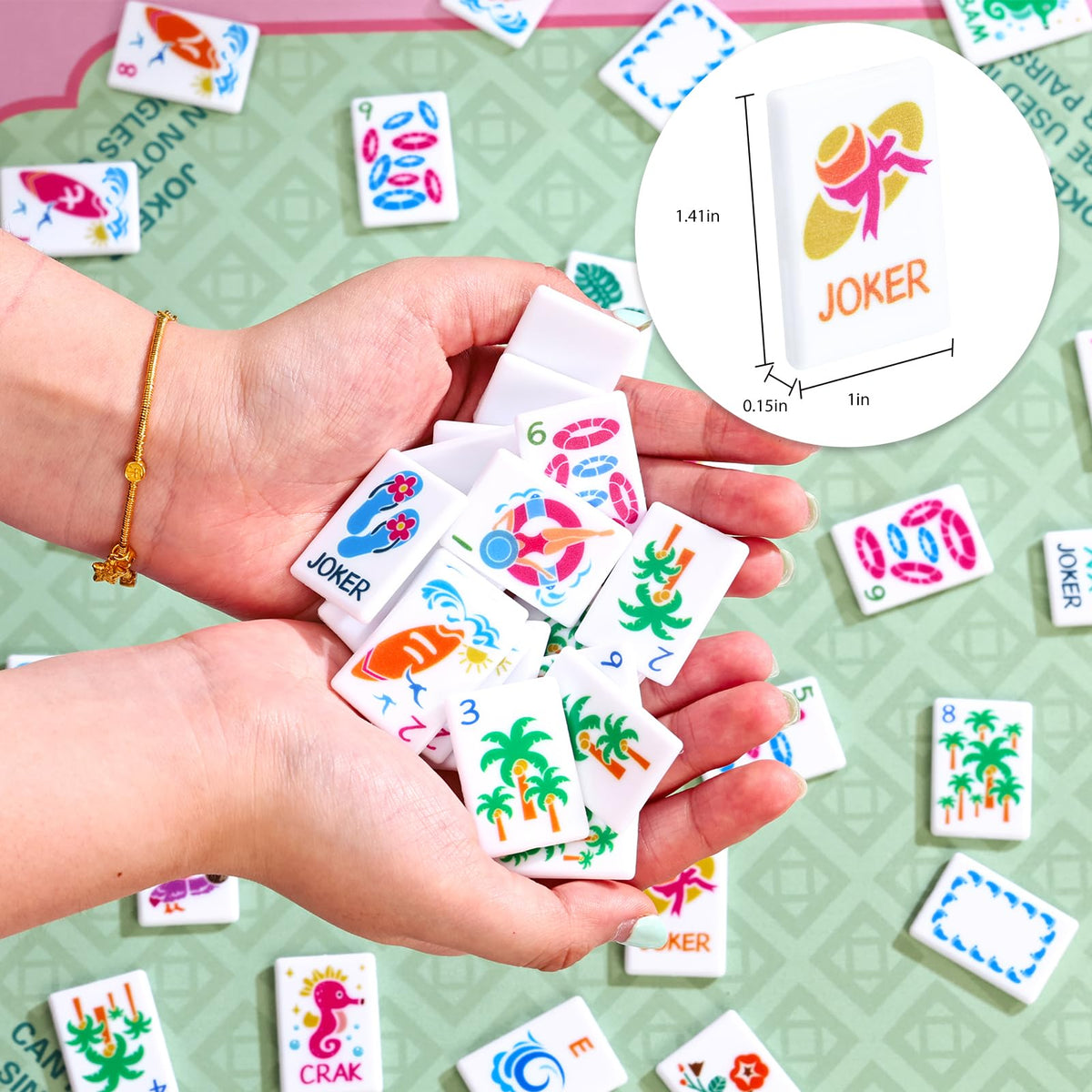 160 Tiles Thin Plastic Mahjong Set with Bag and 4 Racks Q966194