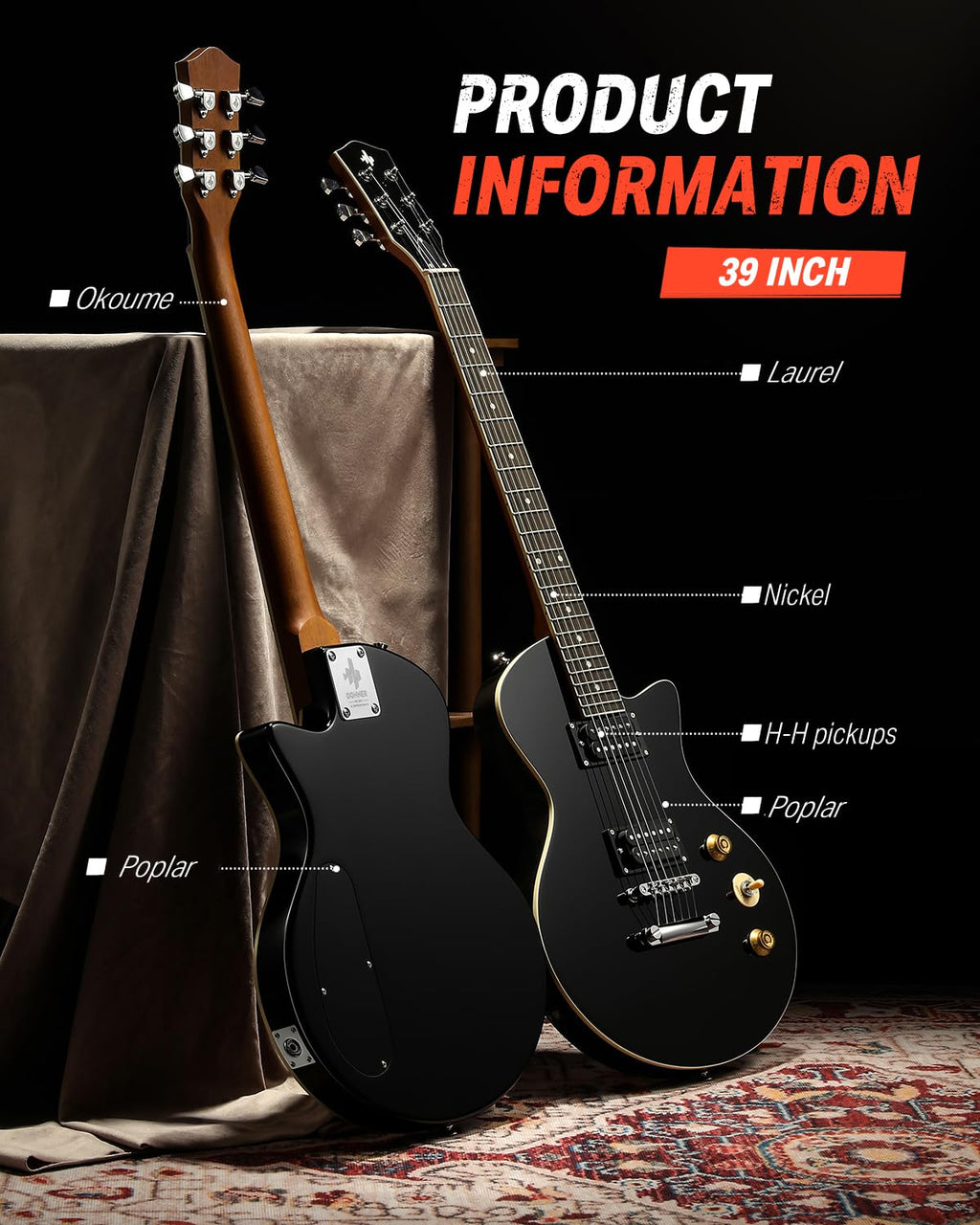 39" Electric Guitar with Dual Humbucker Pickups R592953