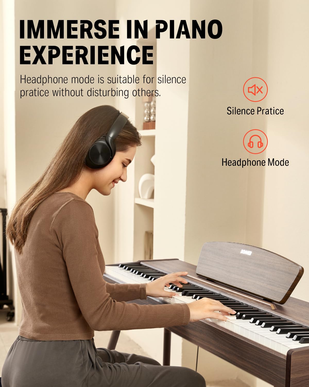 88 Keys Weighted Hammer Mechanism Digital Piano with Stand and Triple Pedal A41011