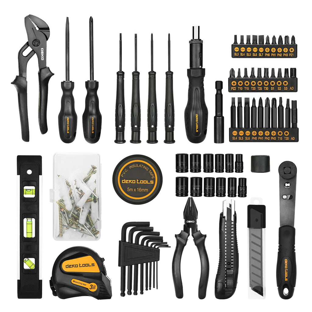 150 Piece General Household Hand Tool Kit with Plastic Toolbox Storage Case I288564