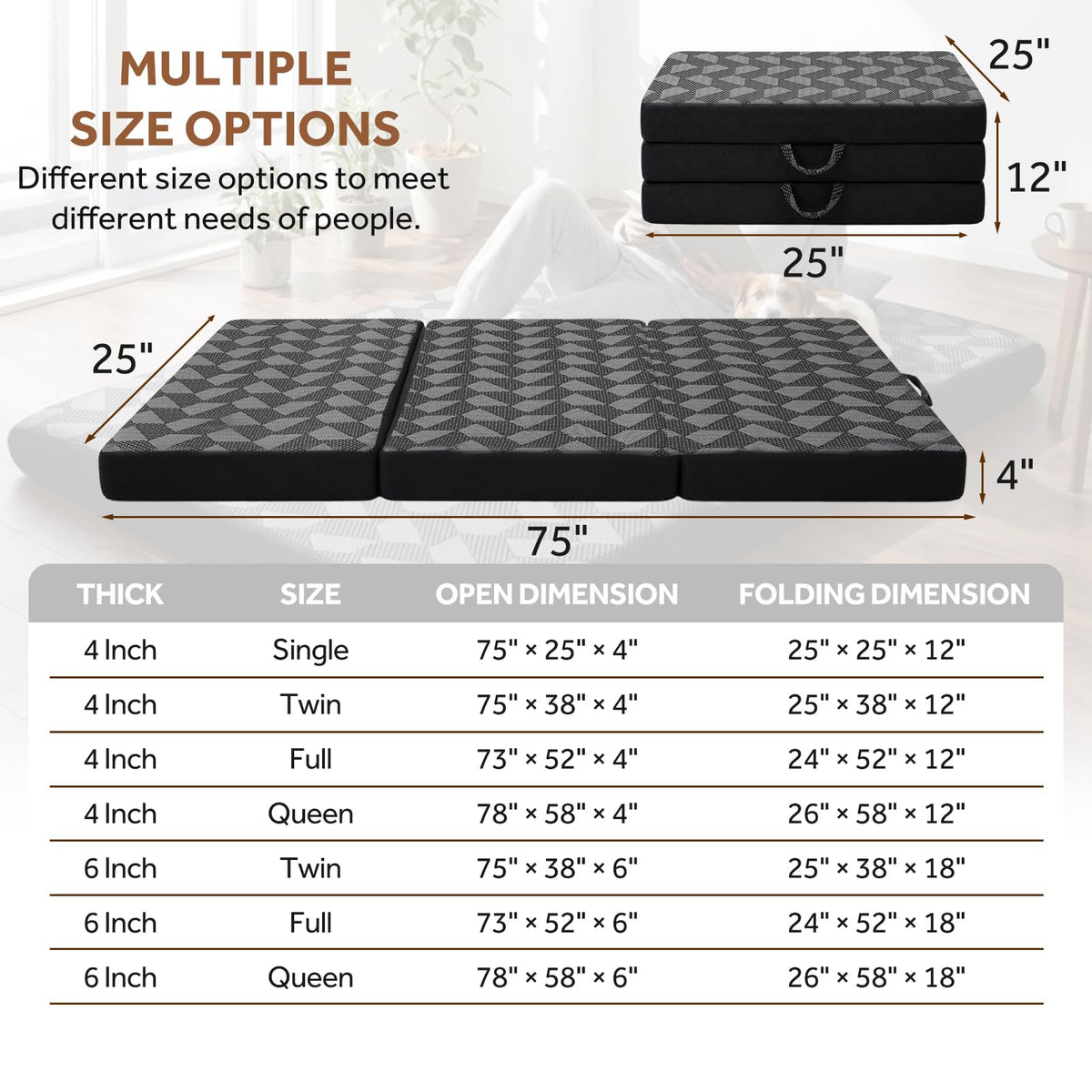 Memory Foam Tri Folding Mattress N7937
