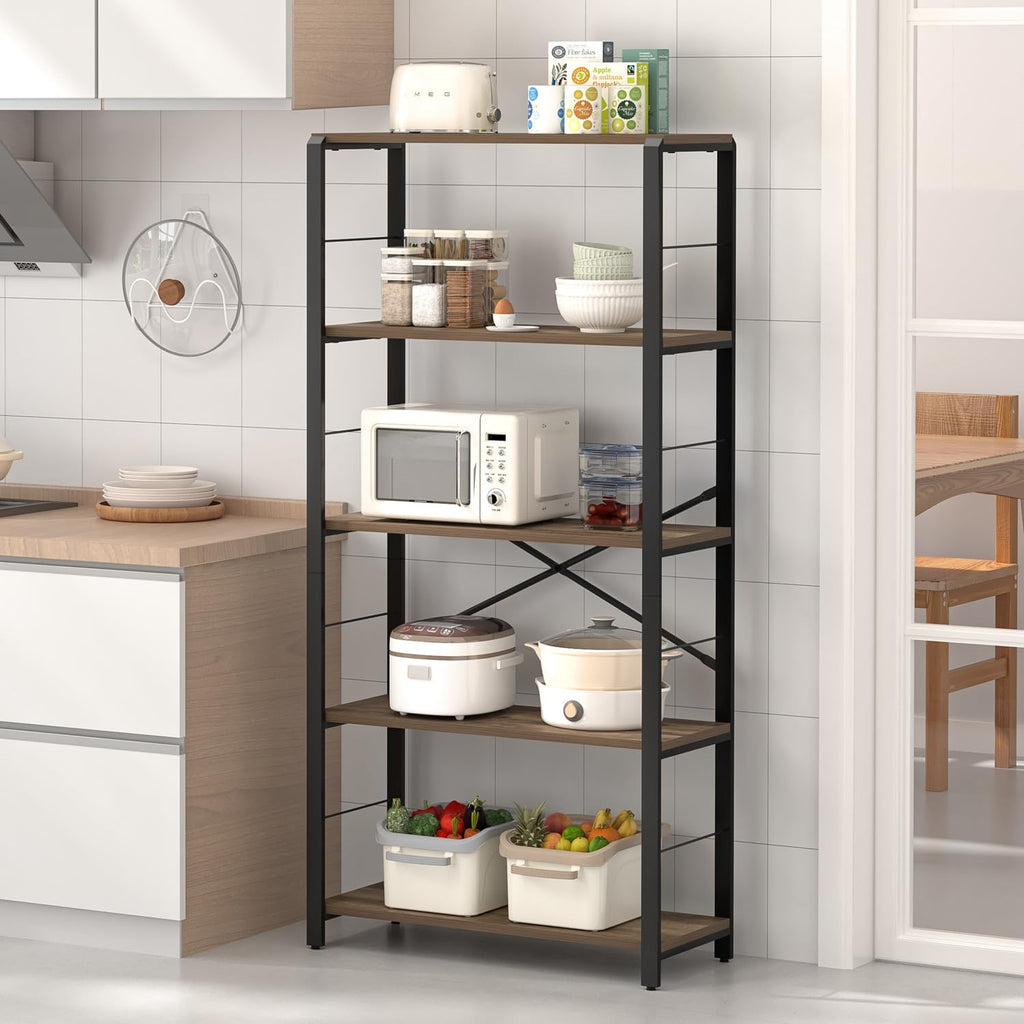 5 Tier Wood and Metal Bookshelf T36111