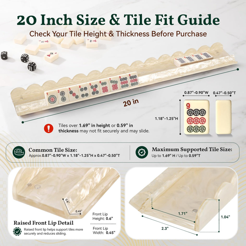20 Inch Acrylic Mahjong Racks with Magnetic Pushers Set of 4 L912