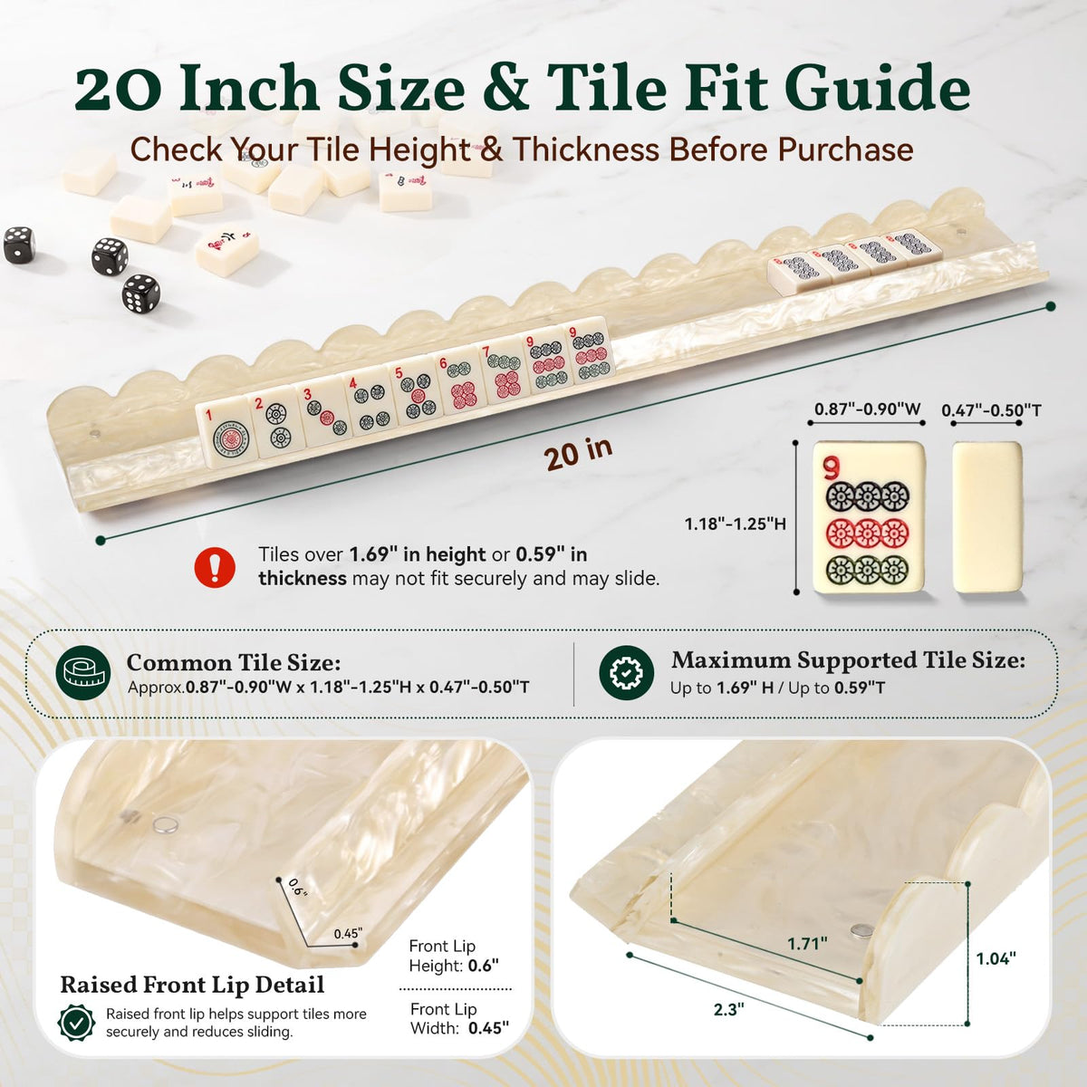 20 Inch Acrylic Mahjong Racks with Magnetic Pushers Set of 4 L912