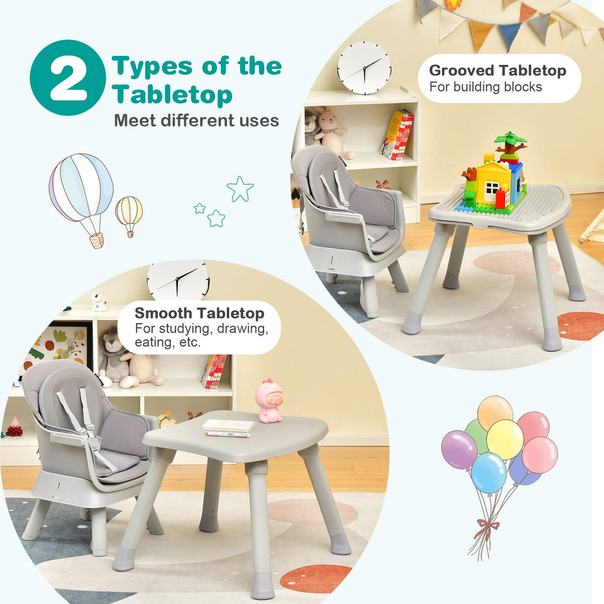 8 in 1 Convertible High Chair with Removable Tray I672