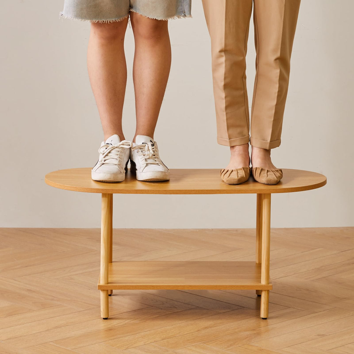 Wooden 2 Tier Coffee Table with Storage Shelf Z64564