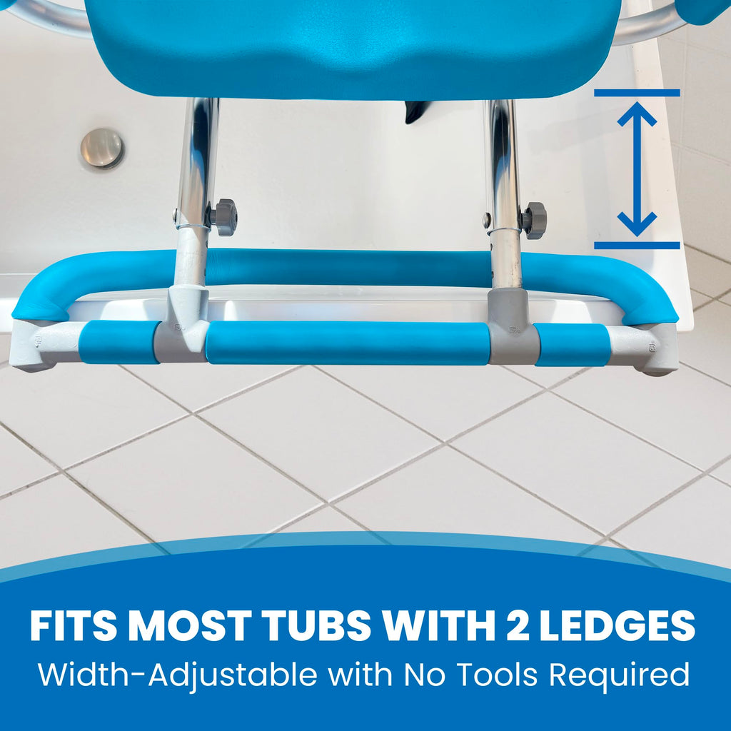 Blue Padded Sliding Shower Chair with Armrests W806