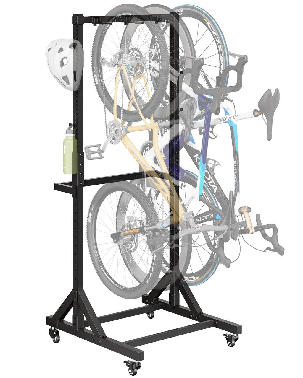 Freestanding Bike Storage Rack with Wheels for 3 Bikes J621567
