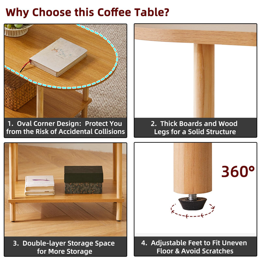 Wooden 2 Tier Coffee Table with Storage Shelf Z64564