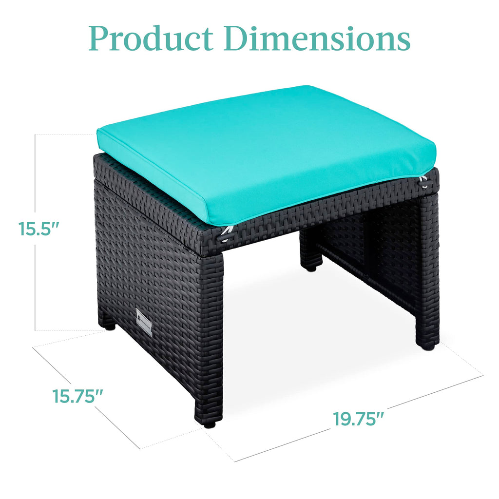 Set of 2 Wicker Ottomans with Removable Cushions A41777