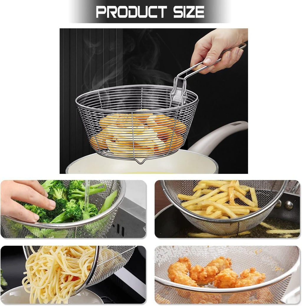 Stainless Steel Deep Fryer Basket with Detachable Handle 9 Inch H5215