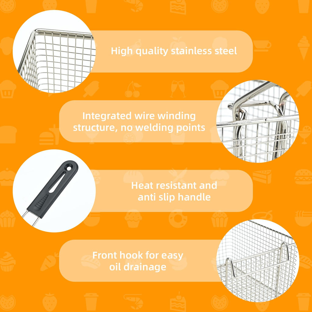 Electric Fryer Basket with Rubber Handle Grip, 2 Pcs R2960