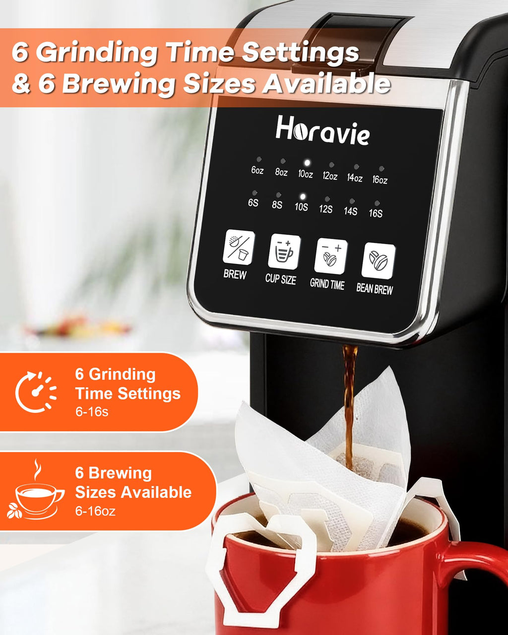 Single Serve Coffee Maker with Built-in Grinder P920955