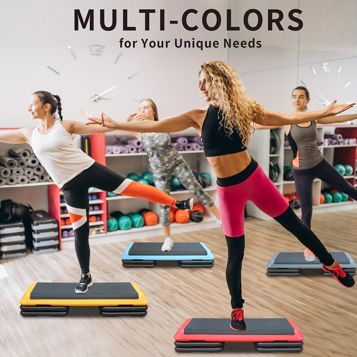 43'' Adjustable Aerobic Exercise Step Platform with 4 Stackable Risers O819112