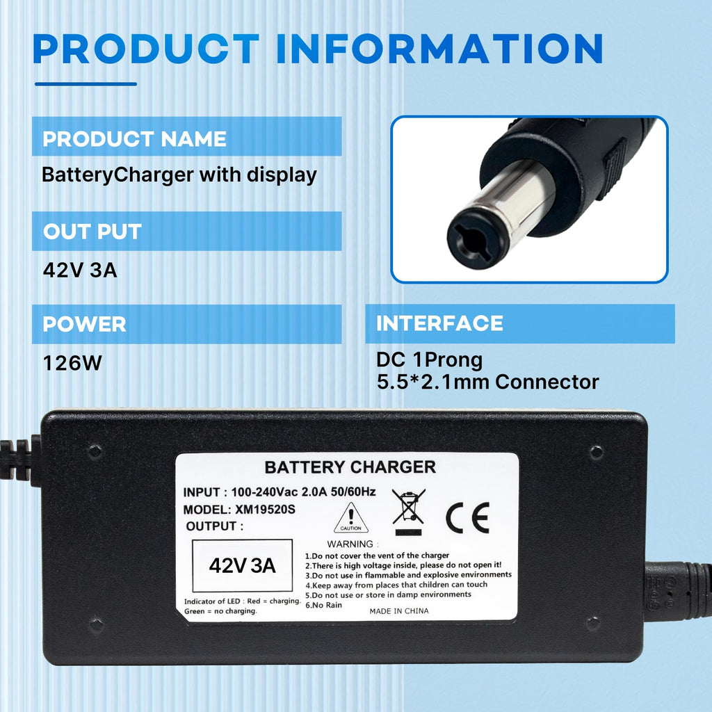 42V 3A Lithium Battery Charger with Display and Built-in Fan Z329