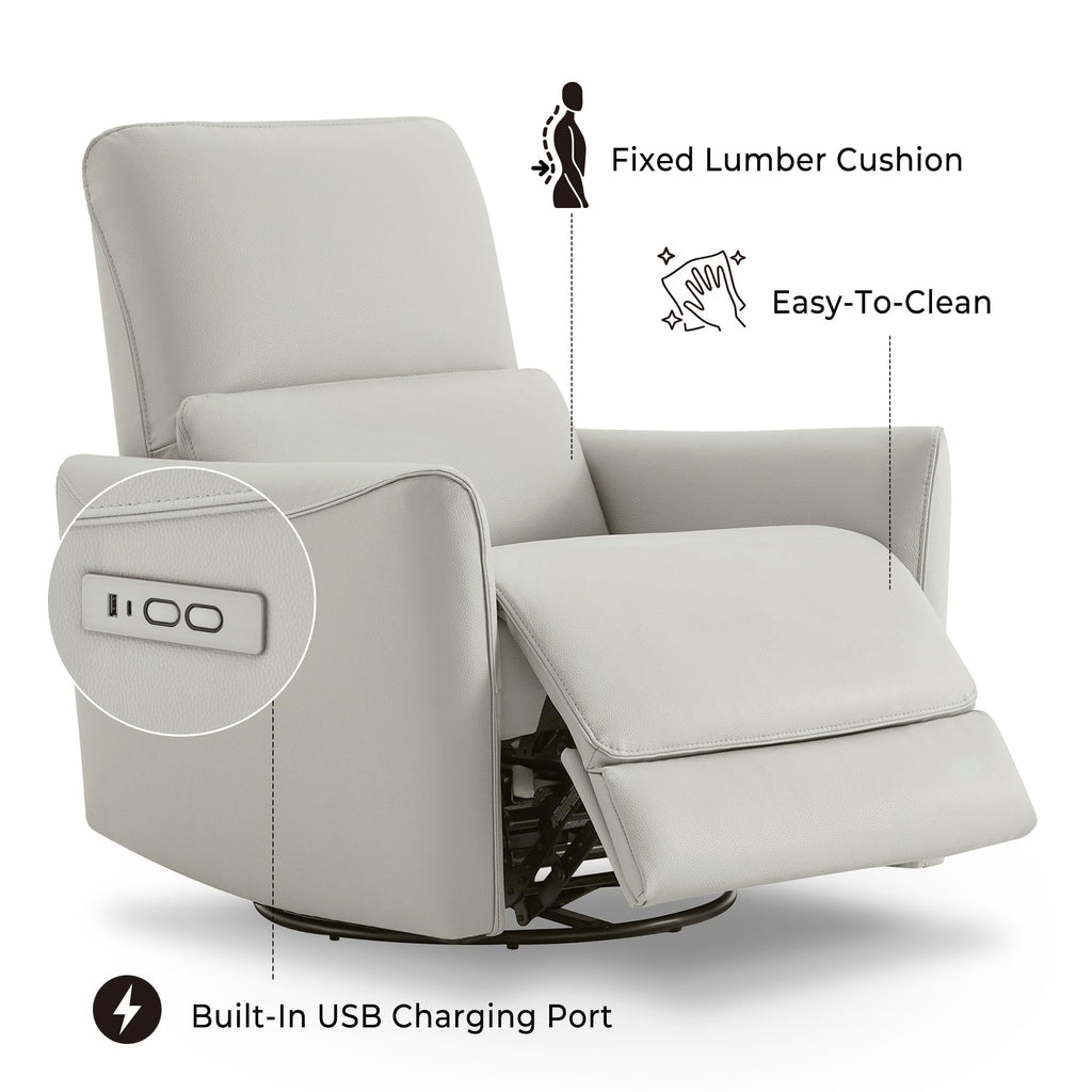 Power Recliner Swivel Glider Chair Cream S4201