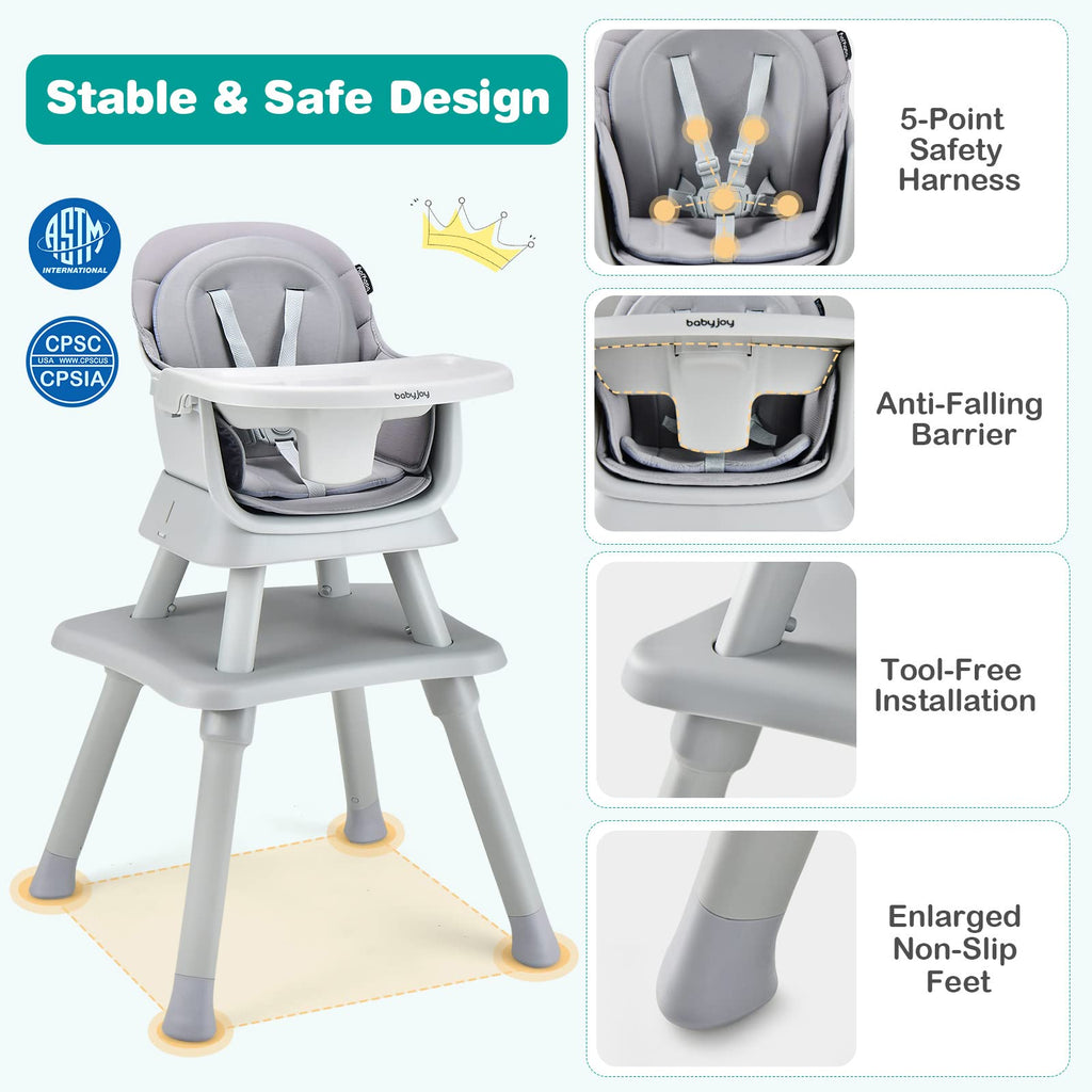 8 in 1 Convertible High Chair with Removable Tray I672